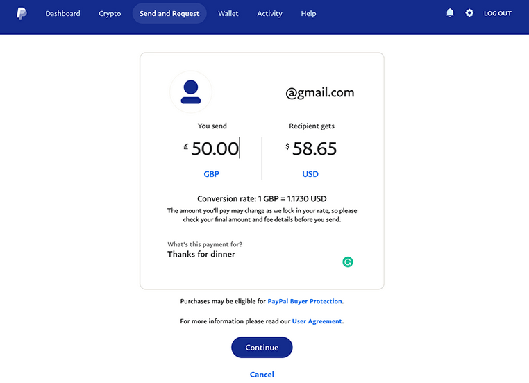 send money پی پال
