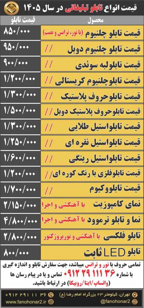 تابلوسازی فوری