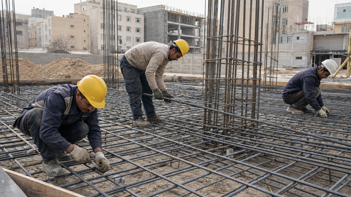 اجرای آرماتوربندی فونداسیون پروژه